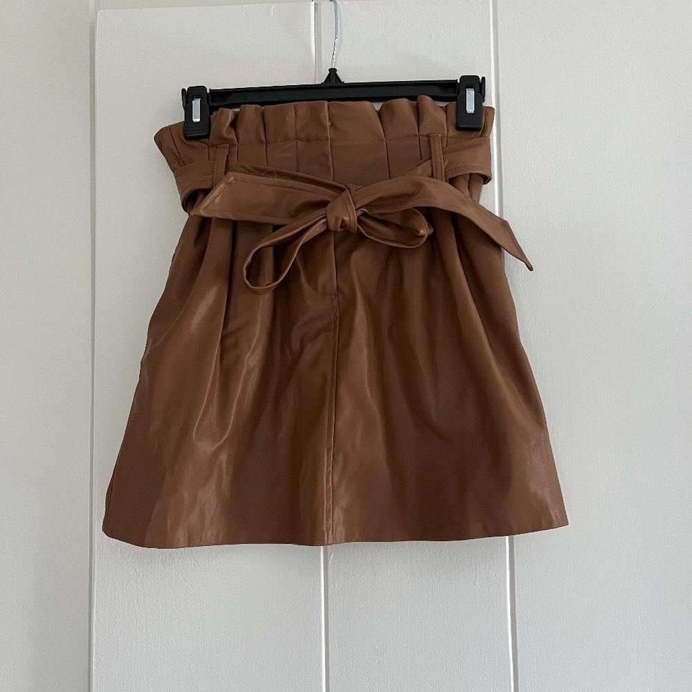 DO + BE Brown Leather Skirt